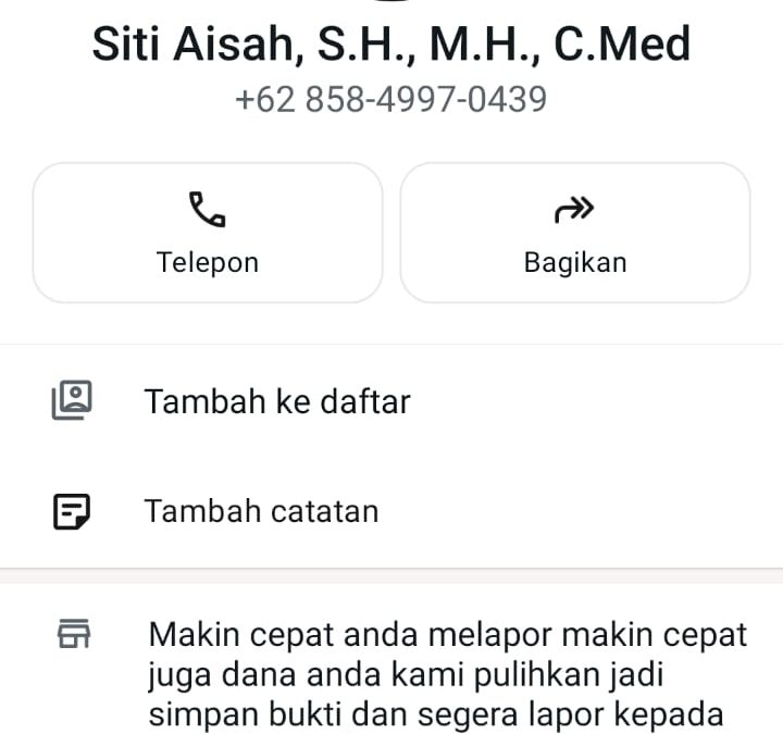 Nomor Penipu +62 858-4997-0439